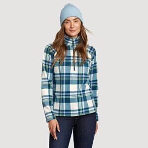 Eddie Bauer Plaid Quarter-Zip Fleece Jacket NWT
